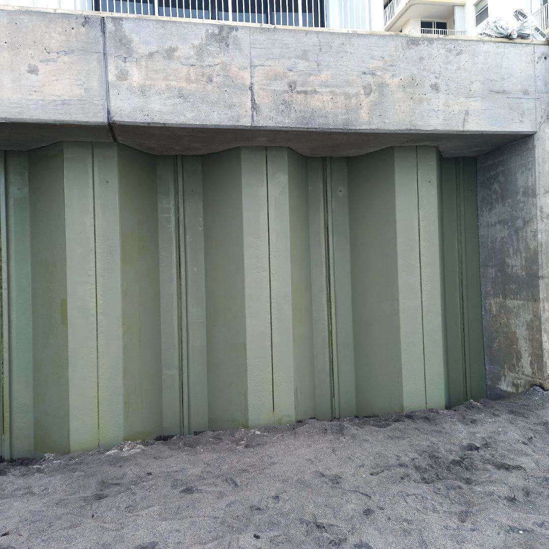 Before and after seawall project